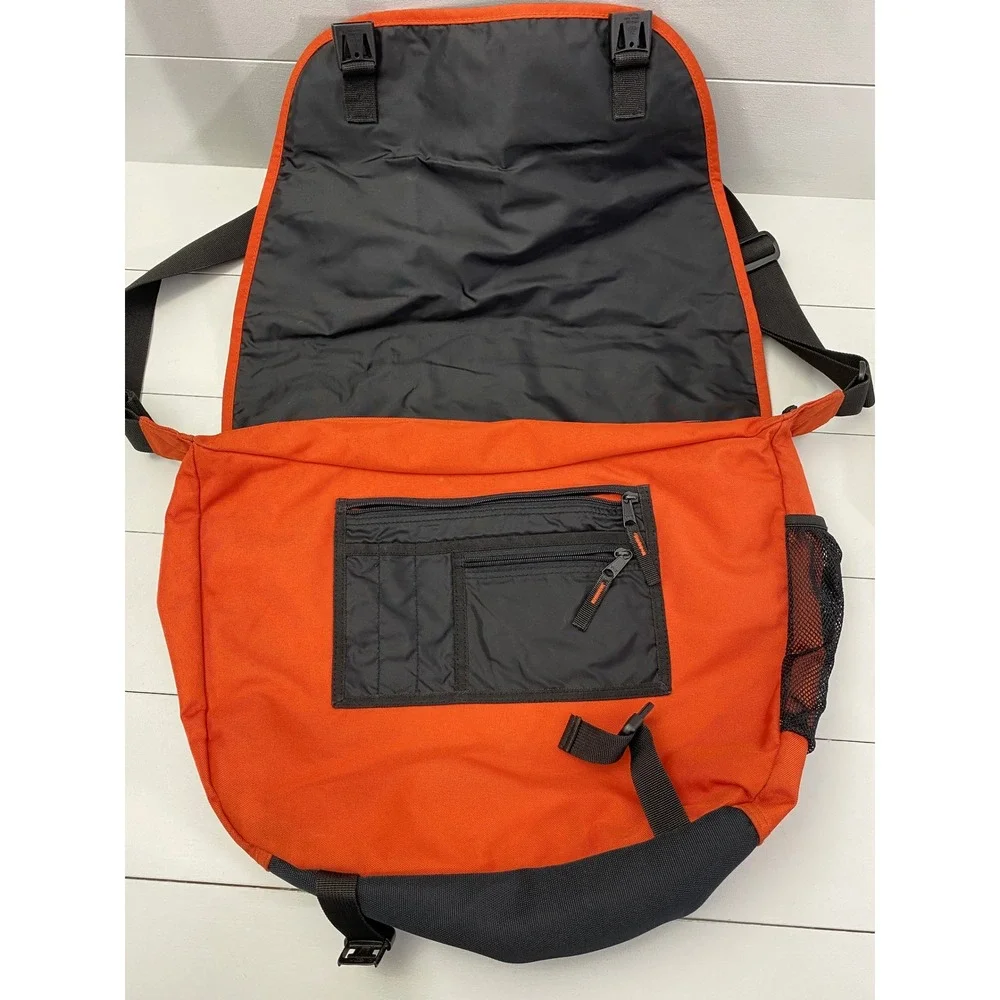 Eddie Bauer Messenger Bag Unisex Orange Grey Crossbody Laptop Travel Utility